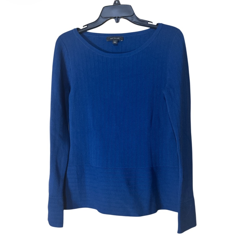 Ann Taylor Royal Blue Thick Ribbed Long Sleeve Top Sweater - Size M